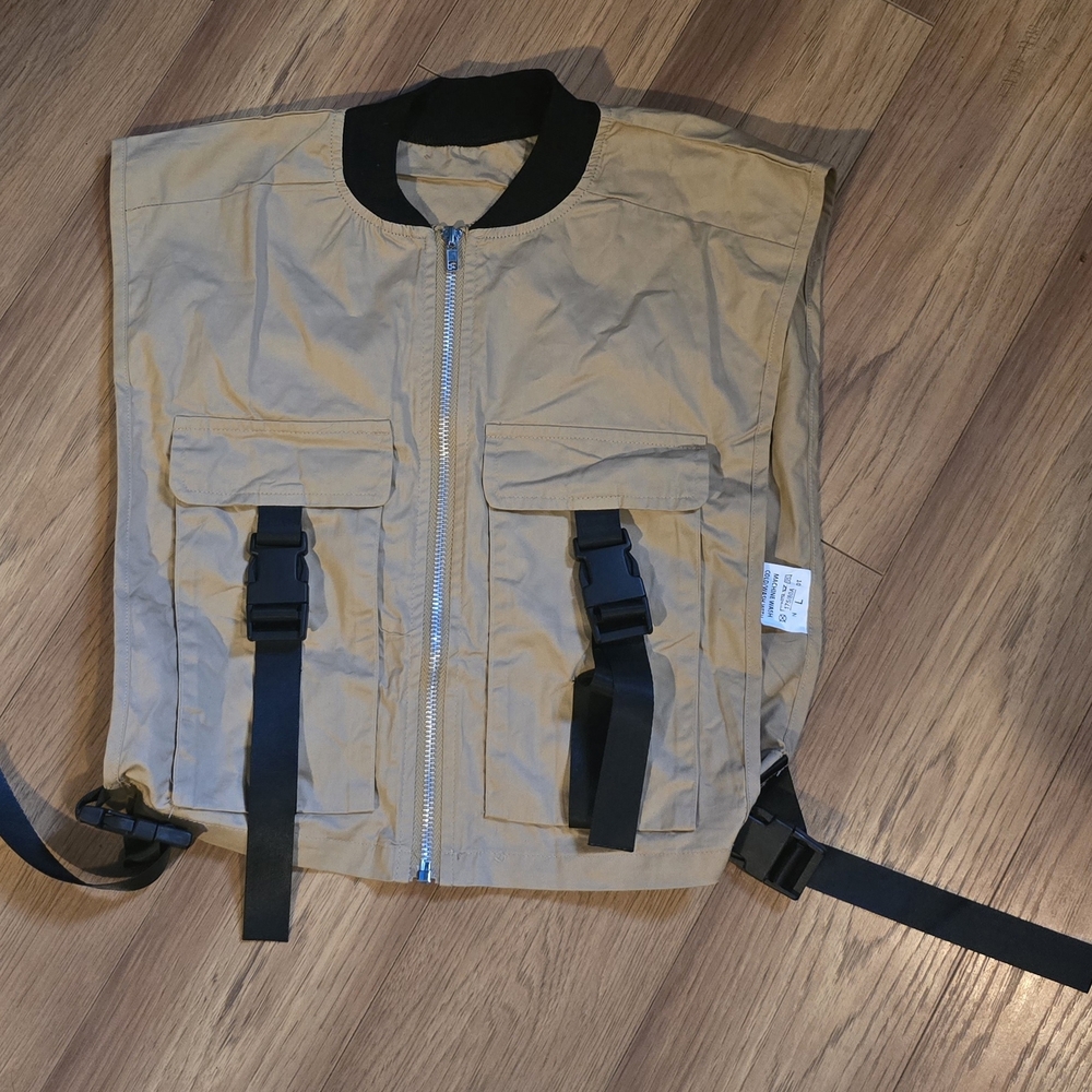 Women's Tan Vest with Black Accents